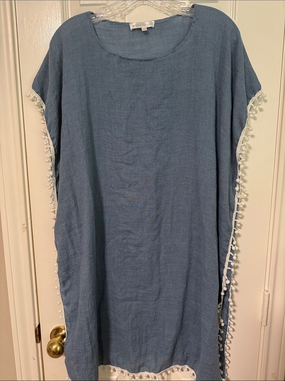 Light Blue Pom-Trim Swim Coverup Tunic